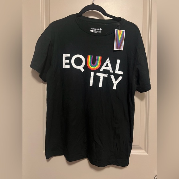 NWT 2/$10! PRIDE EQUALITY BLACK T-SHIRT LGBTQIA RAINBOW ADULT UNISEX - Picture 5 of 12
